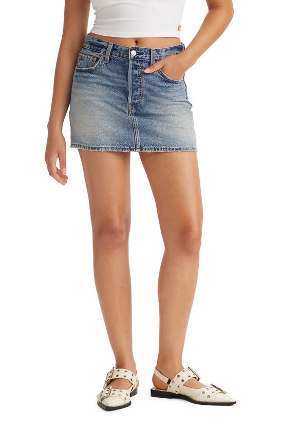 Shop Levi's Icon Frayed Denim Miniskirt In Right Here Right Now