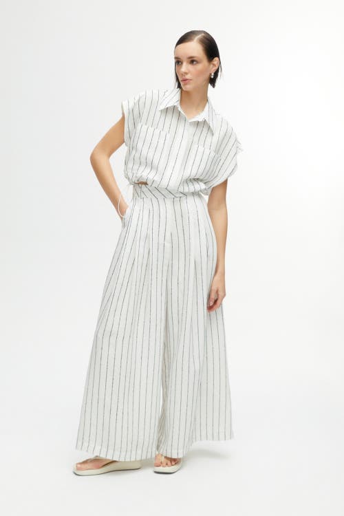 Shop Nocturne Striped Wide Leg Pants In Multi-colored