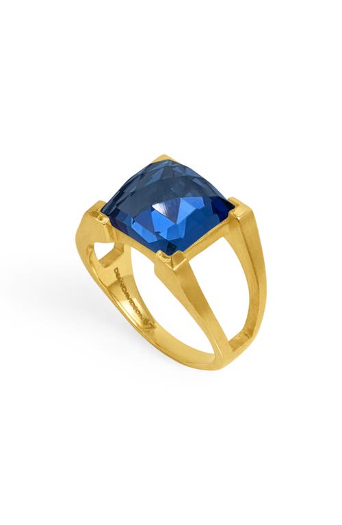 Mini Plaza Simulated Tanzanite Ring in Midnight Blue/Gold