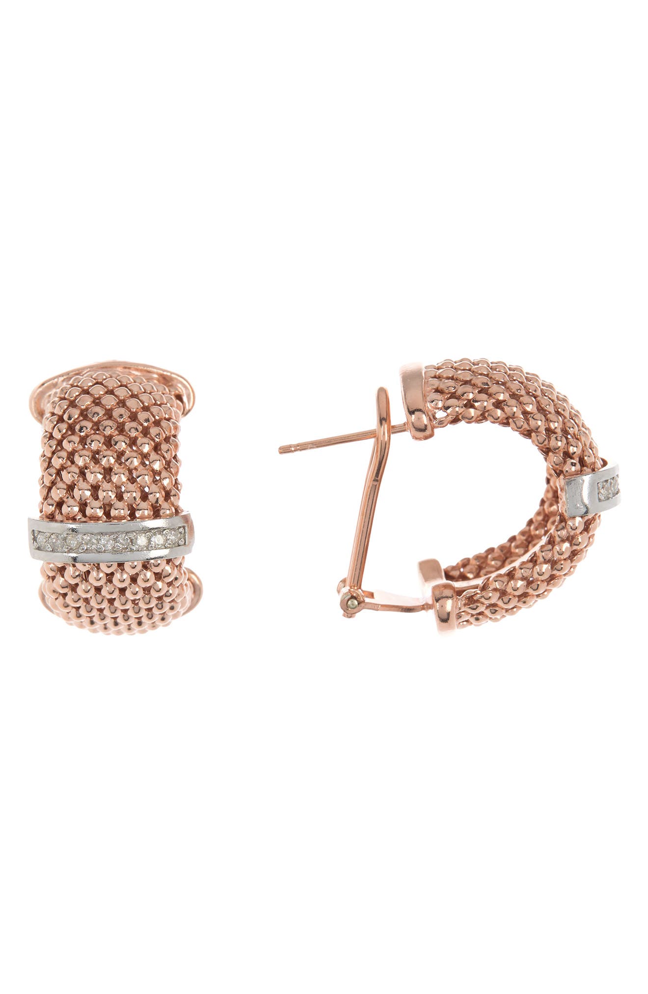 Meshmerise Diamond Mesh French Clip Earrings In Rose
