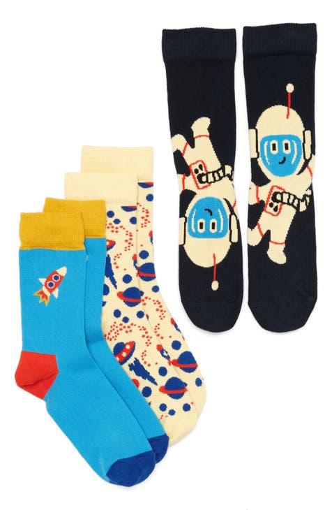 Kids' Assorted 3-Pack Astronaut Crew Socks Gift Box (Toddler & Little Kid)