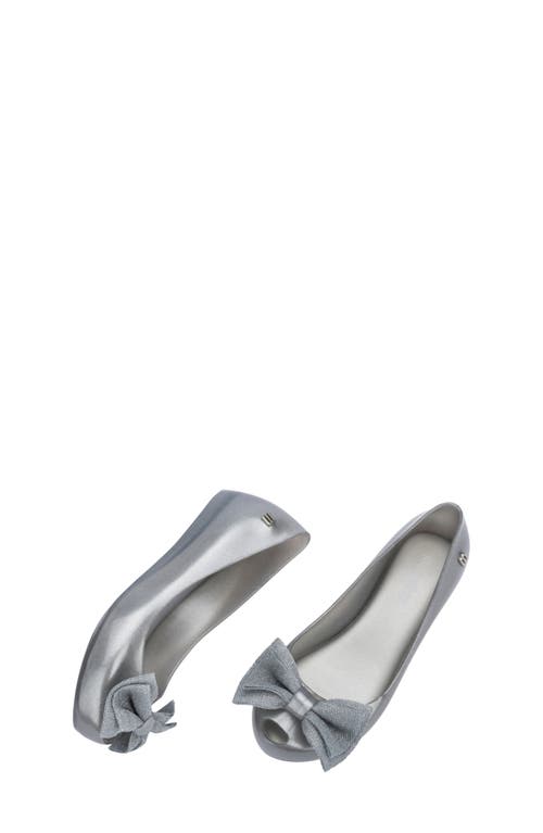 Shop Mini Melissa Kids' Ultragirl Sweet X Flat In Pearly Silver