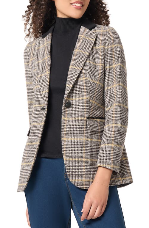 Shop Jones New York Plaid Elbow Patch Blazer In Caramel Multi