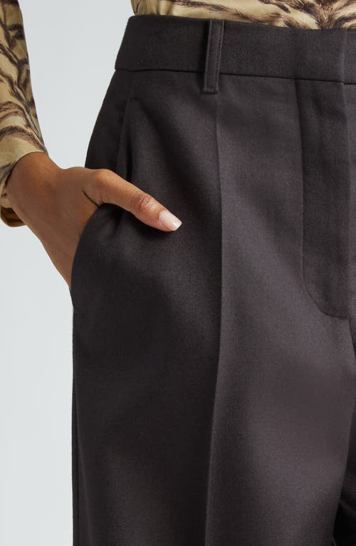 Stella Mccartney Wool Flannel Flare Trousers In Dark Chocolate