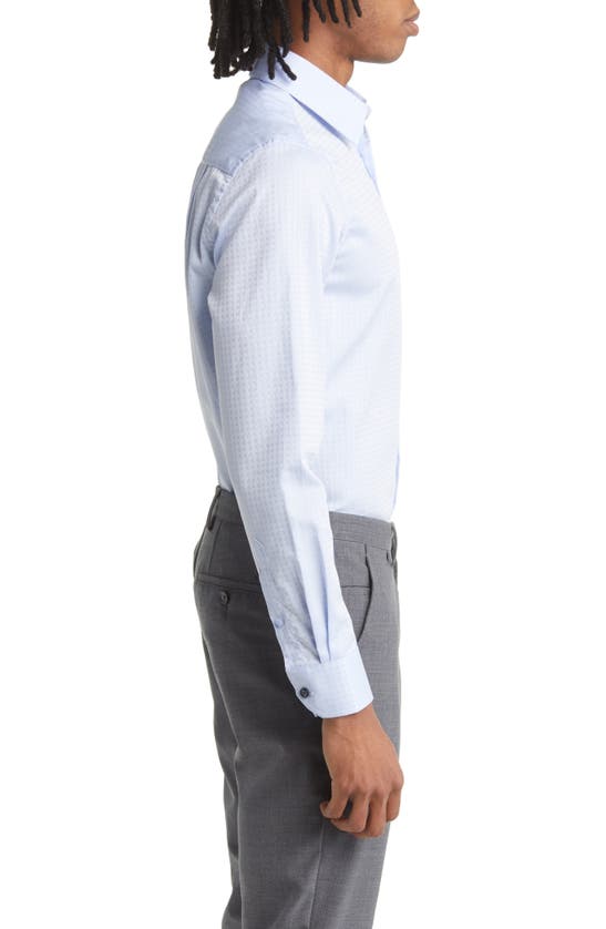 Shop Duchamp Tailored Fit Textured Solid Dress Shirt In Blue