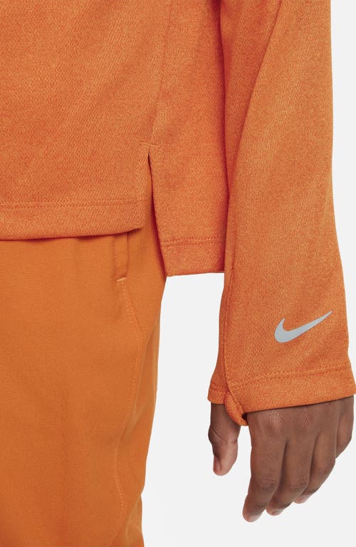 Shop Nike Kids' Dri-fit Tech Quarter Zip Pullover In Campfire Orange/orange