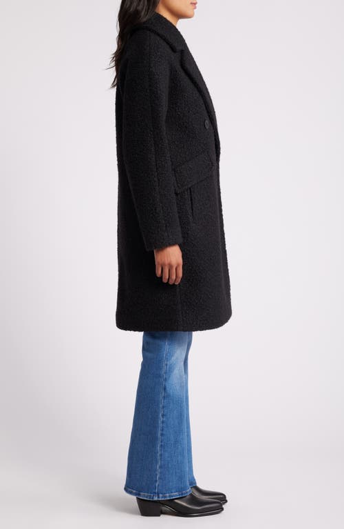 Bcbg Double Breasted Bouclé Coat In Black