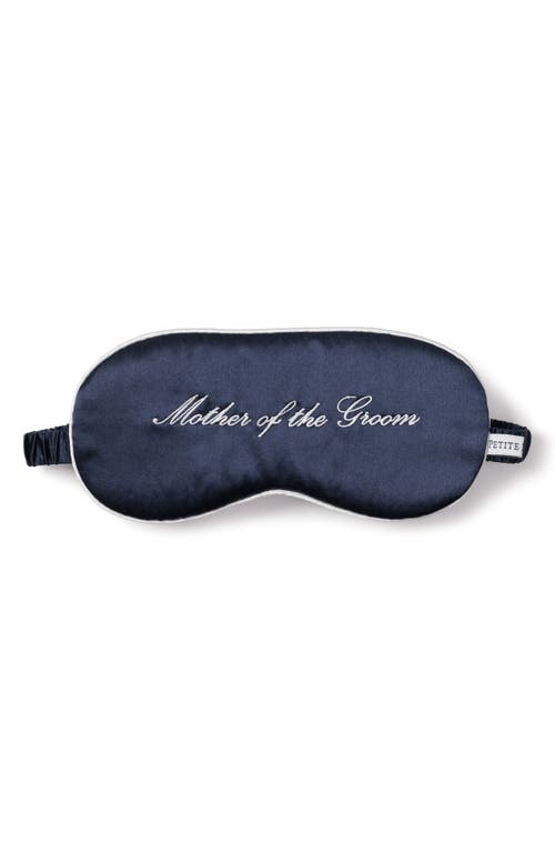 Petite Plume Mother of the Groom Embroidered Silk Sleep Mask in Navy at Nordstrom