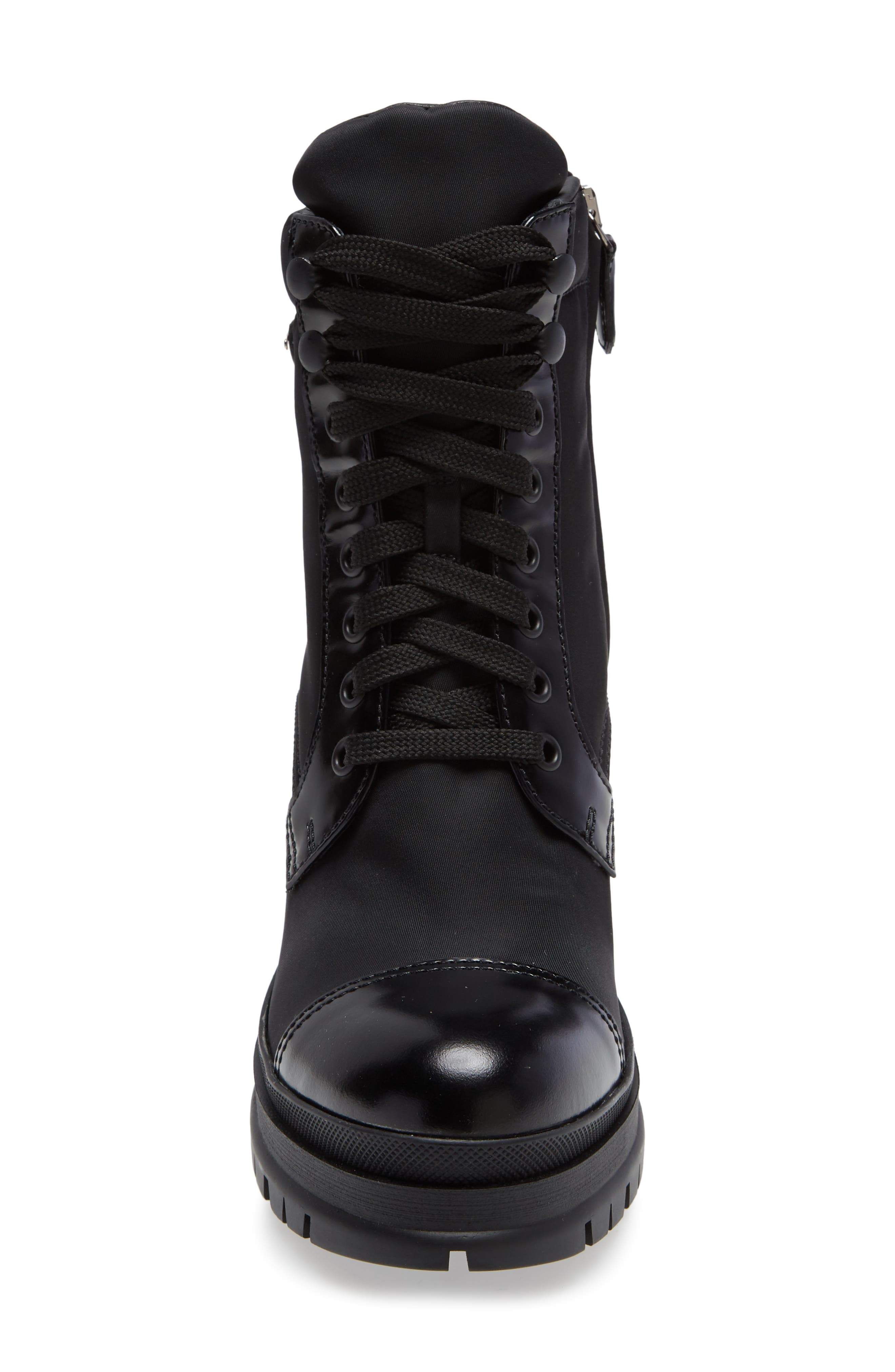 prada block heel combat boot