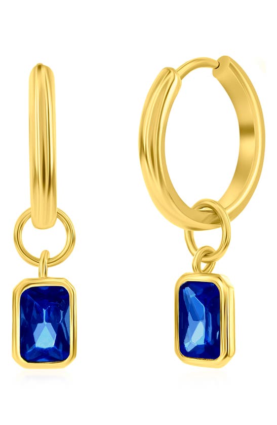 Simona Cubic Zirconia Charm Hoop Earrings In Sapphire