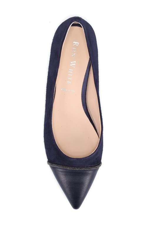 Shop Ron White Kacie Water Resistant Pointed Toe Ballet Flat In French Navy