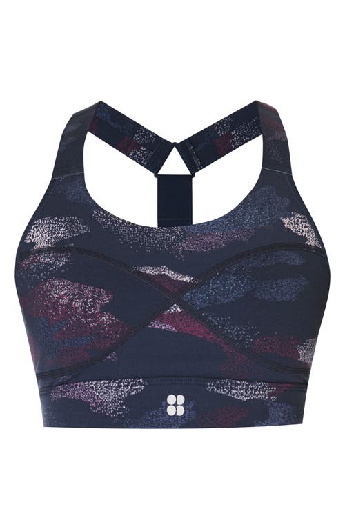 Shop Sweaty Betty Power Sports Bra In Blue Spray Camo Print