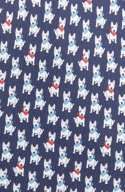 Shop Ferragamo Vasco Dog Silk Twill Tie In Blu Scuro