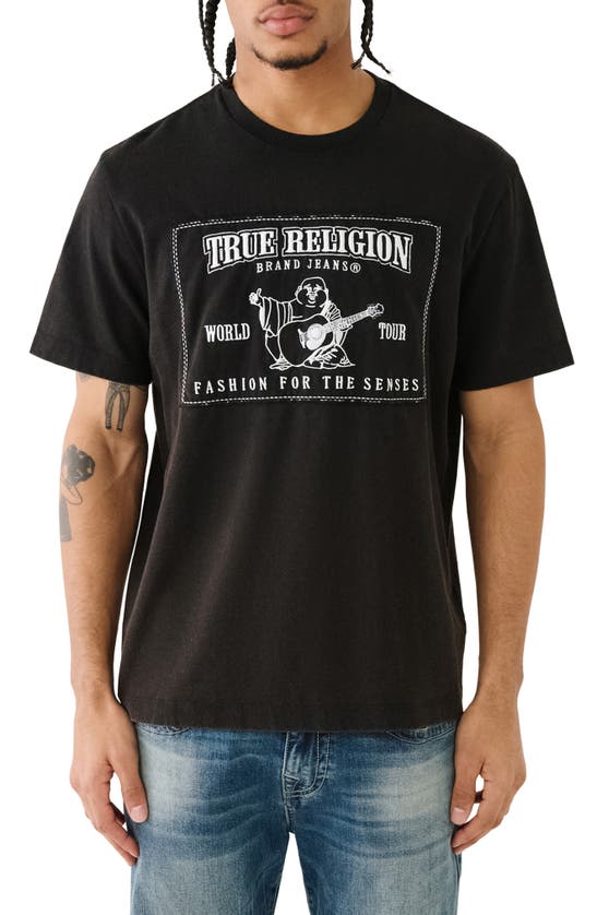 Shop True Religion Brand Jeans Relaxed Graphic T-shirt In Jet Black