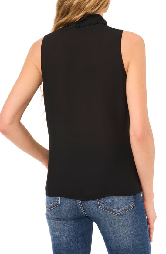 Shop Cece Scallop Detail Sleeveless Button-up Shirt In Rich Black