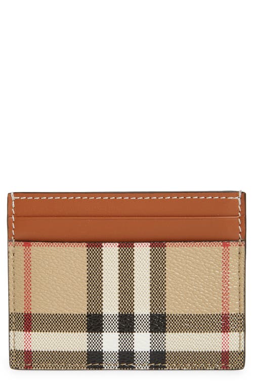 burberry Sandon Check Canvas & Leather Card Case in Archive Beige at Nordstrom