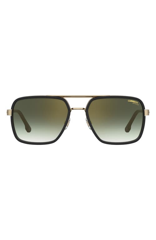 Carrera Eyewear 58mm Gradient Aviator Sunglasses in Gold Black/Green Sh Gld Mr