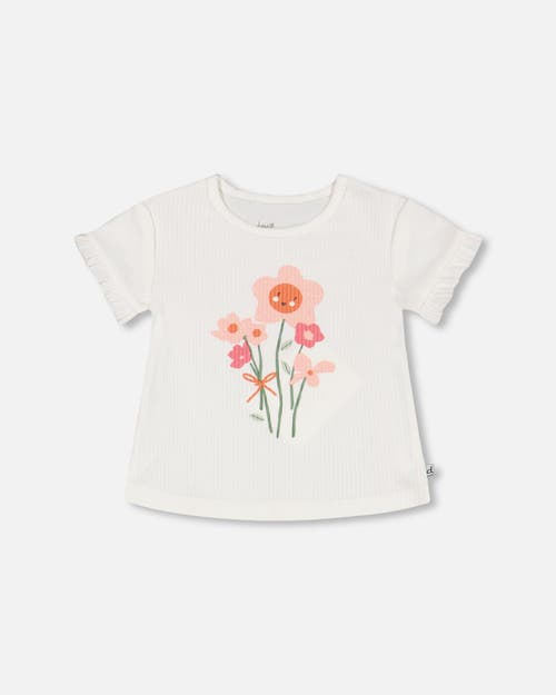 Deux Par Deux Baby Girl's Rib Top With Print Off White at Nordstrom