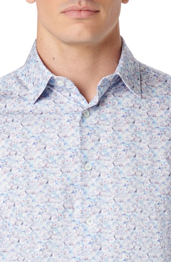 Shop Bugatchi Milo Ooohcotton® Floral Short Sleeve Button-up Shirt In Air Blue