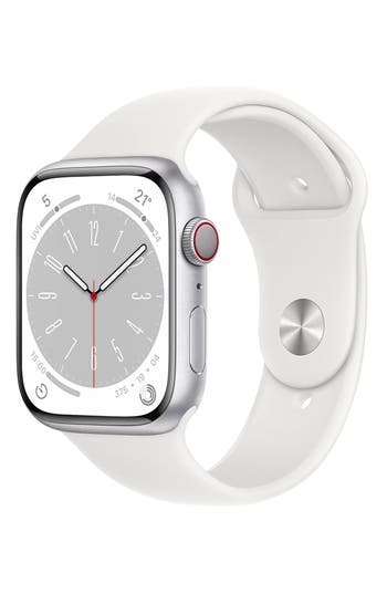 Shop Apple 45mm Series 8 Gps + Cellular  Watch® Sport Band In Silver