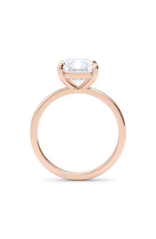 Hautecarat Radiant Cut Lab Created Diamond Ring In 2.50 Ctw 18k Rose Gold