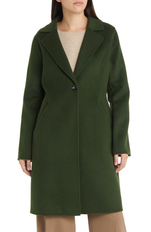 Notched Collar Longline Wool Blend Coat in Jade