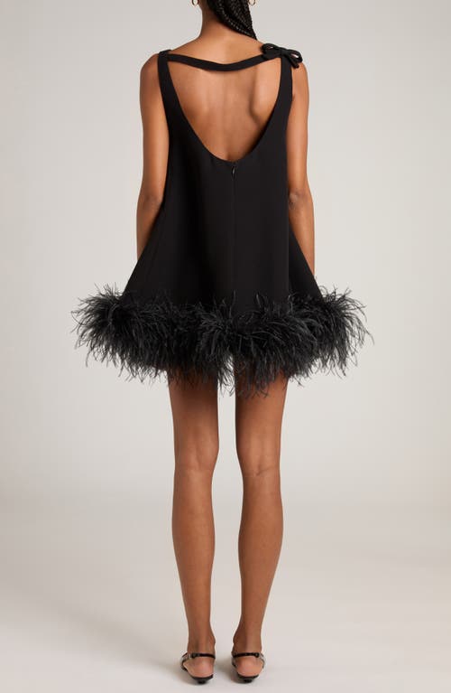 Shop Valentino Garavani Sleeveless Feather Hem Cocktail Dress In Nero