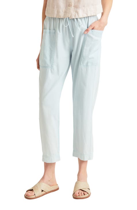 Gia Cotton Blend Chambray Drawstring Pants