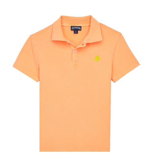 Vilebrequin Kids' Tencel Cotton Polo In Fluo Fire