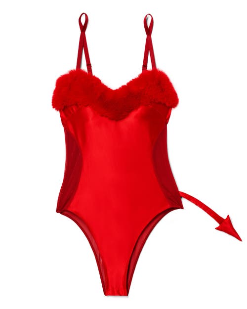 Adore Me Lucifera Bodysuit Lingerie In Dark Red