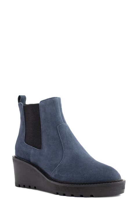 Blue suede deals wedge boots