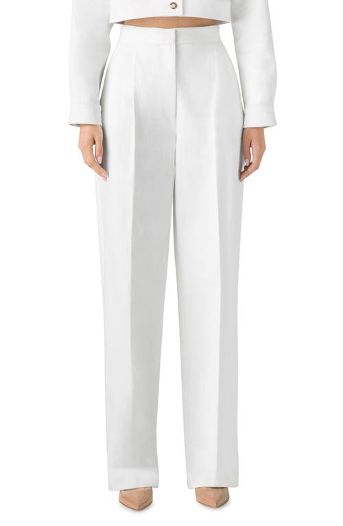 St. John Collection High Waist Cotton Blend Twill Pants in White