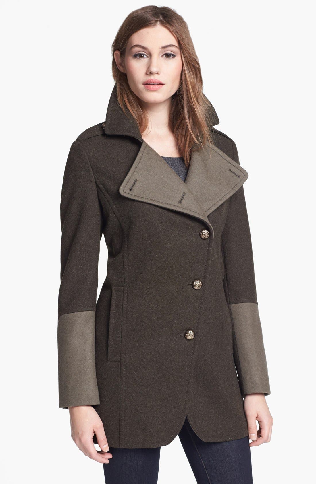 Cole New York Asymmetrical Wool Blend Military Coat Nordstrom