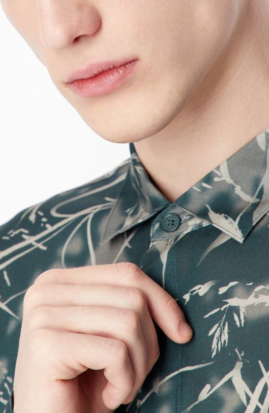 Armani Exchange Camo Print Button-up Shirt In Green Gables | ModeSens