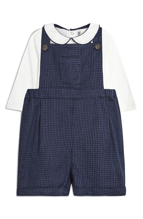 Shop Jojo Maman Bébé Jojo Maman Bebe Peter Pan Collar Bodysuit & Houndstooth Suspender Shorts Set In Navy