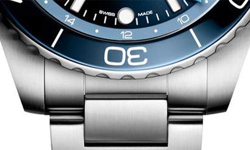 Longines Men's Swiss Automatic Hydroconquest Gmt Stainless Steel Bracelet Watch 43mm In Blue