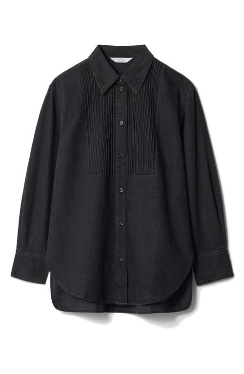 & OTHER STORIES & OTHER STORIES PINTUCK PLEAT DENIM BUTTON-UP SHIRT 