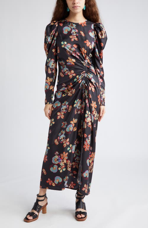 Ulla Johnson Amalie Floral Long Sleeve Silk Maxi Dress in Lune at Nordstrom, Size 2