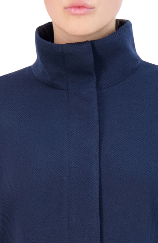 Cole Haan Signature Wool Blend Twill Full-zip Coat In Navy