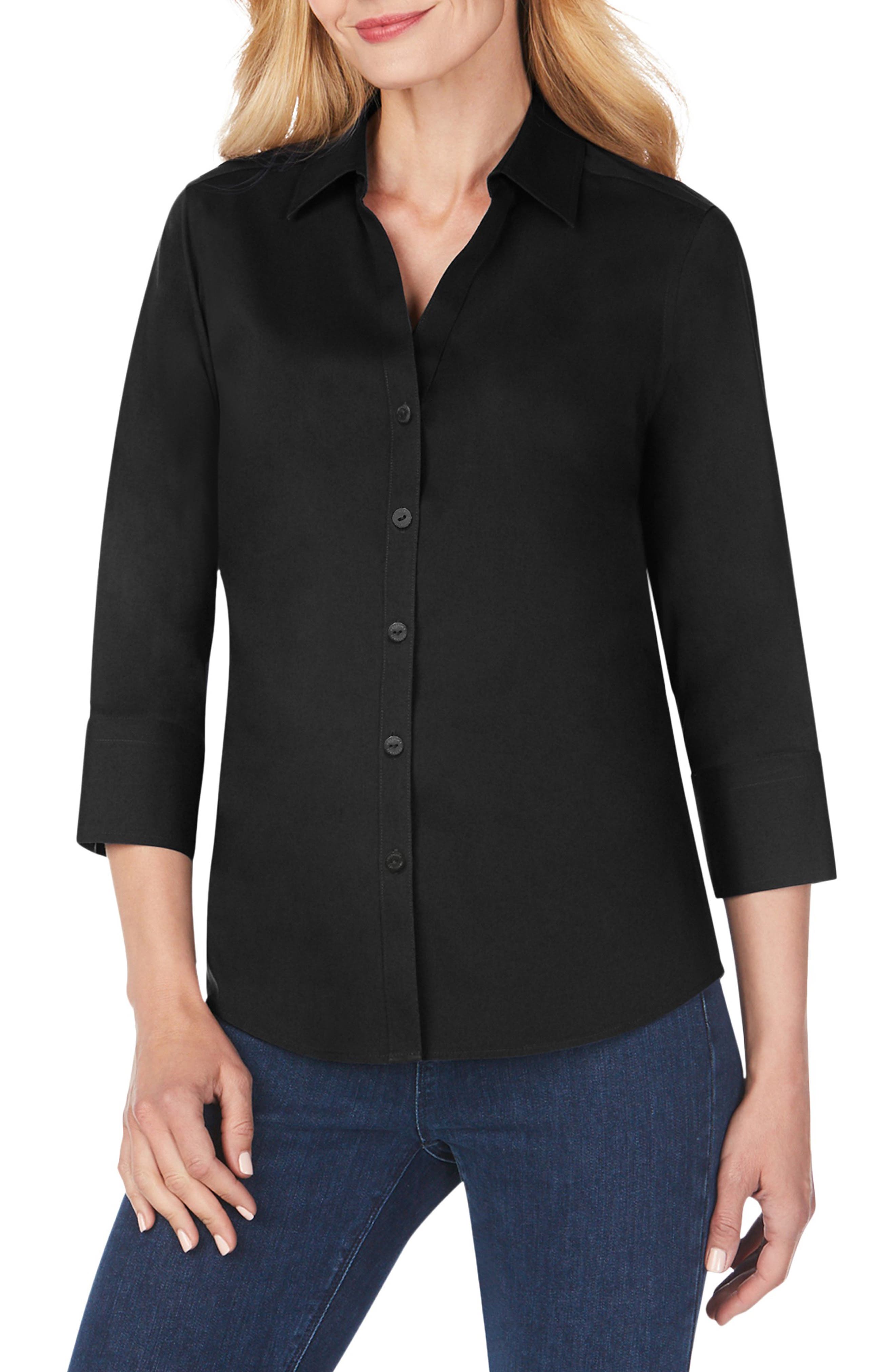 womens black button up blouse
