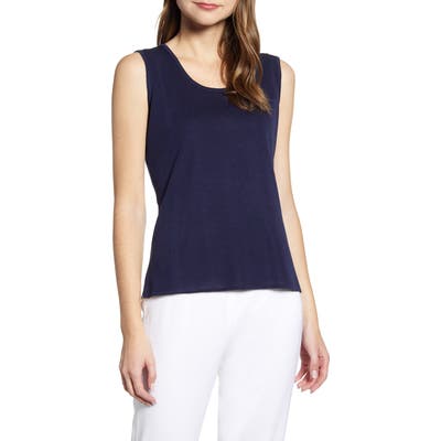 Ming Wang Scoop Neck Knit Tank, Blue