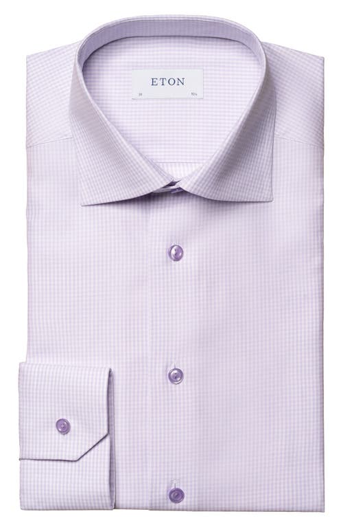 Shop Eton Contemporary Fit Check Stretch Cotton Blend Dress Shirt In Lt/pastel Purple