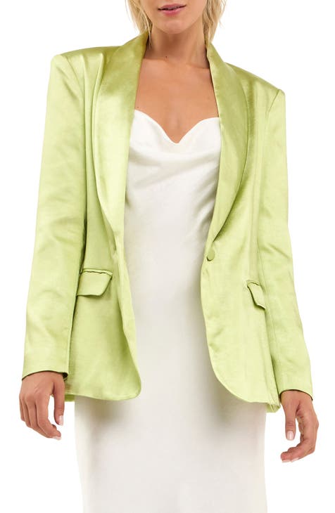 green satin blazer womens