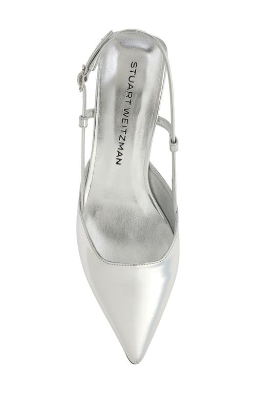 Stuart Weitzman Women's Vinnie 50 Slingback Kitten Heels In Silver