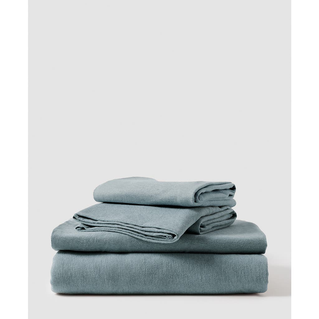Pact Organic Favorite Tee Jersey Sheet Set In Smoke Heather