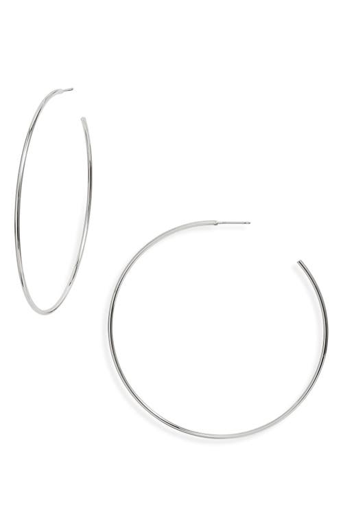 Shop Nordstrom Thin Hoop Earrings In Rhodium