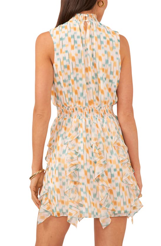 Shop 1.state Cascading Ruffle Print Sleeveless Minidress In Symphonic Sunset