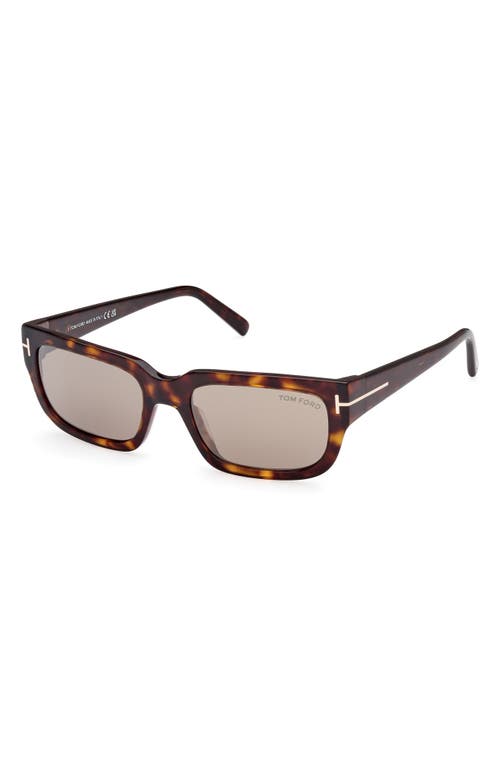 Shop Tom Ford Ezra 54mm Rectangular Sunglasses In Shiny Havana/roviex Mirror