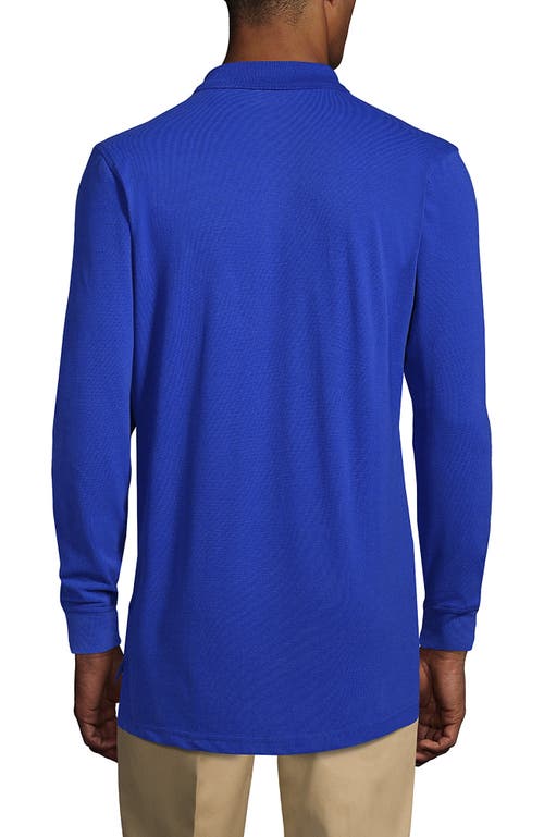 Shop Lands' End School Uniform Young  Long Sleeve Mesh Polo Shirt In Cobalt