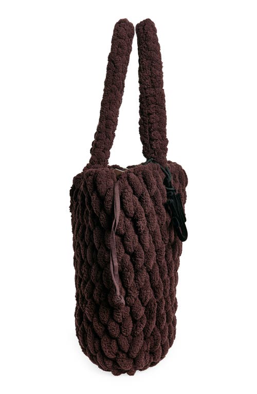 Shop Jw Anderson Large Chenille Blanket Tote In Dark Brown